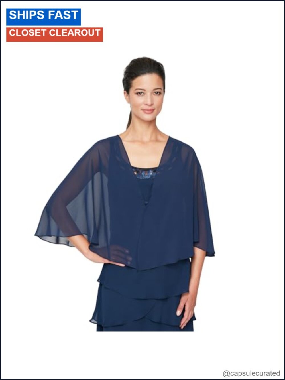 Women's Sheer Chiffon Shrug Jacket Multi-Wear Shawl Formal Versatile